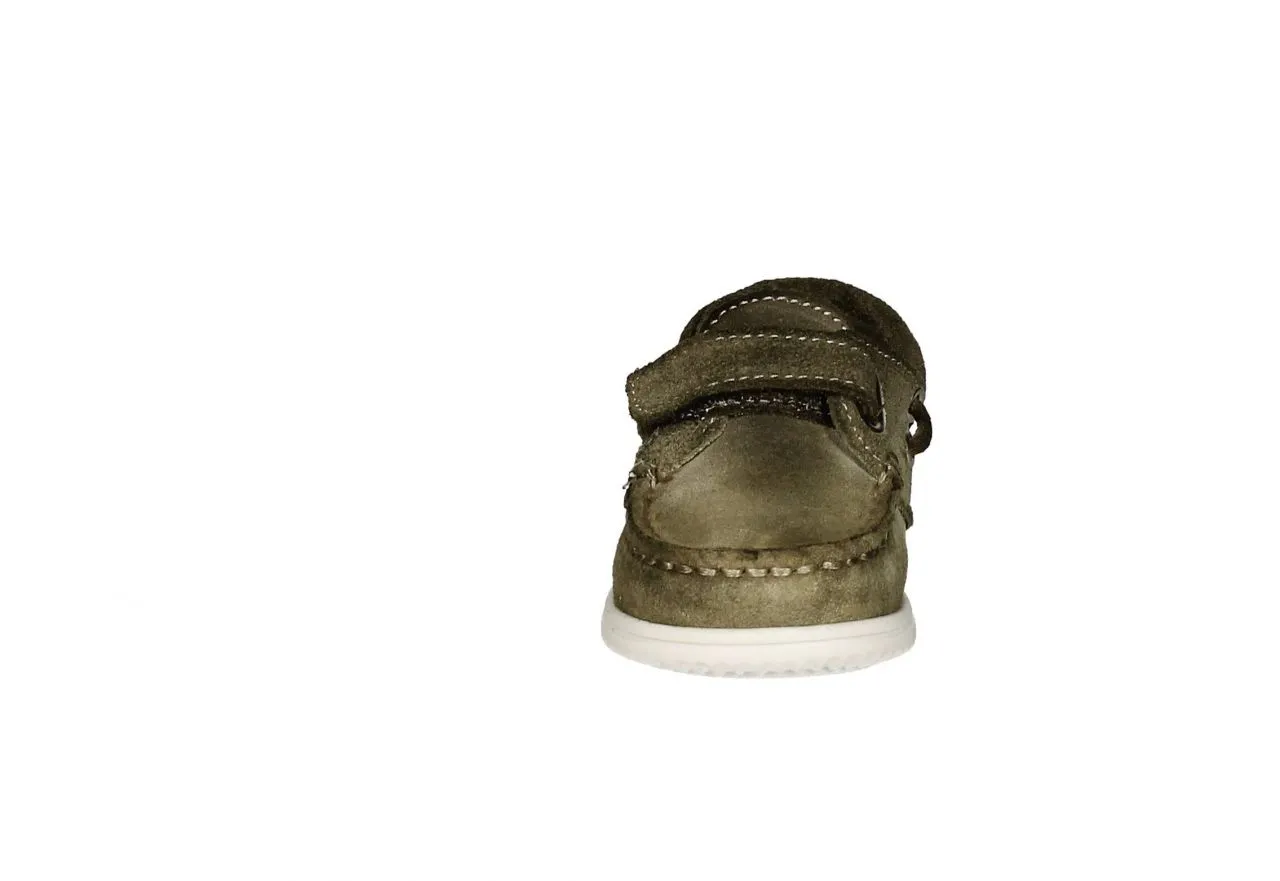 Nautico Serraje Lavado Kaki Con Velcro Piso Blanco