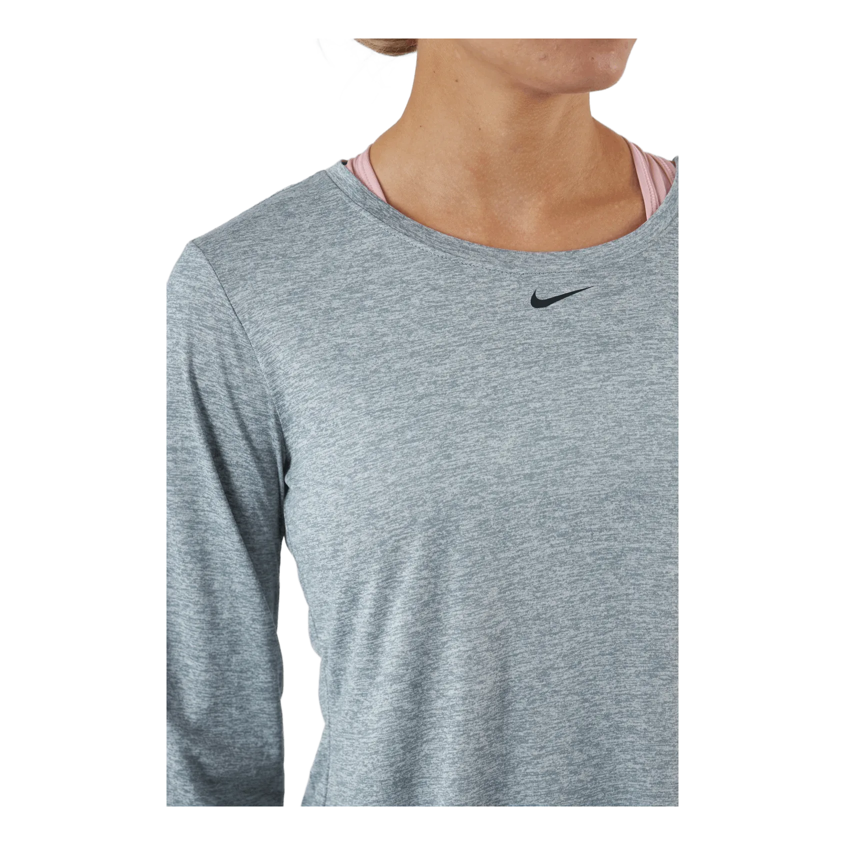 NIKE DRIFIT ONE WOMEN'S STANDARD FIT LONGSLEEVE TOP PARTICLE GREY/HTR/BLACK