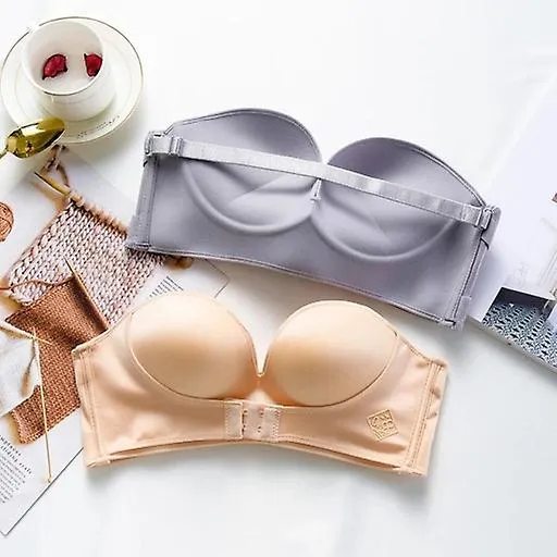 No Steel Ring Bra Ropa interior sin tirantes Mujeres Cofre pequeño Recogiendo hebilla delantera Un sujetador de hombro