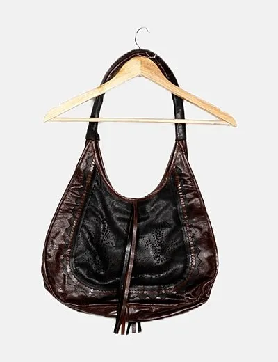 NoName Bolso de hombro bicolor