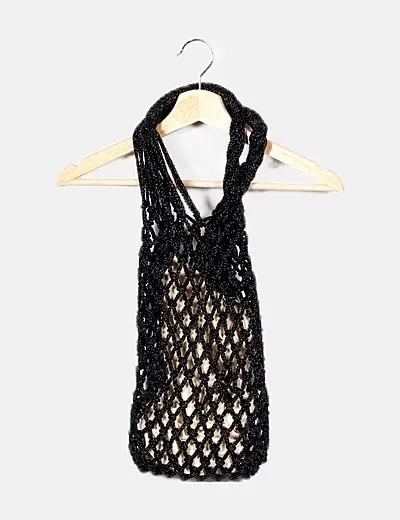 NoName Bolso de hombro rejilla negro