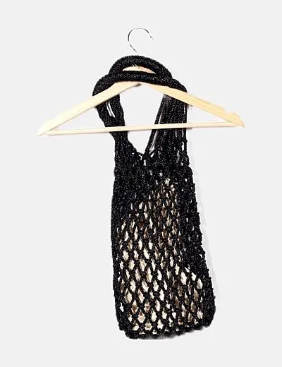 NoName Bolso de hombro rejilla negro