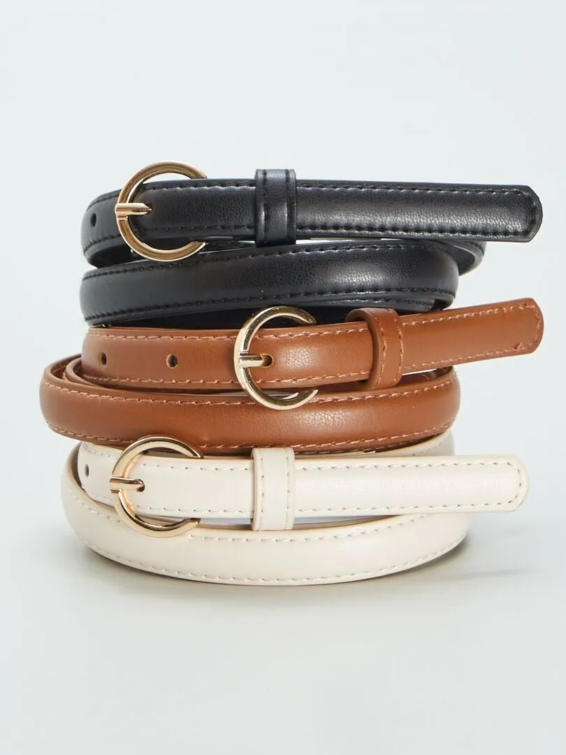 PACK DE 3 CINTURONES LISOS  MARRON