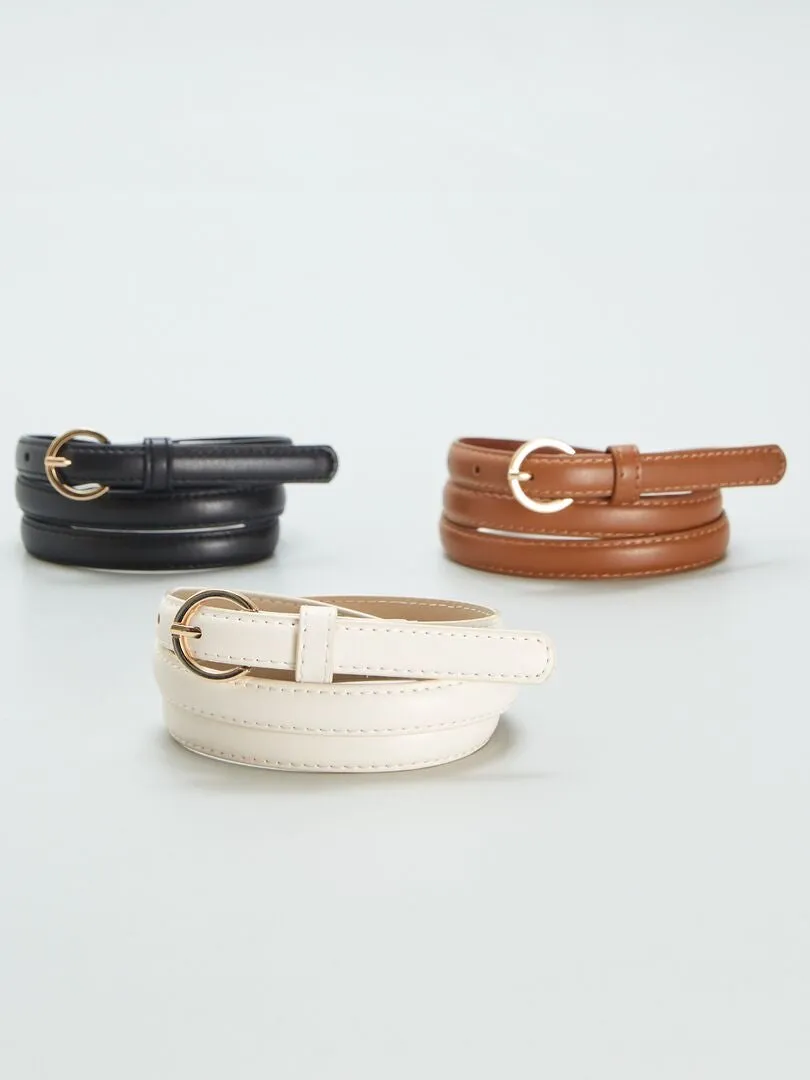 PACK DE 3 CINTURONES LISOS  MARRON