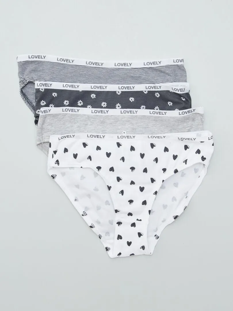 PACK DE 4 BRAGUITAS ESTAMPADAS  BLANCO