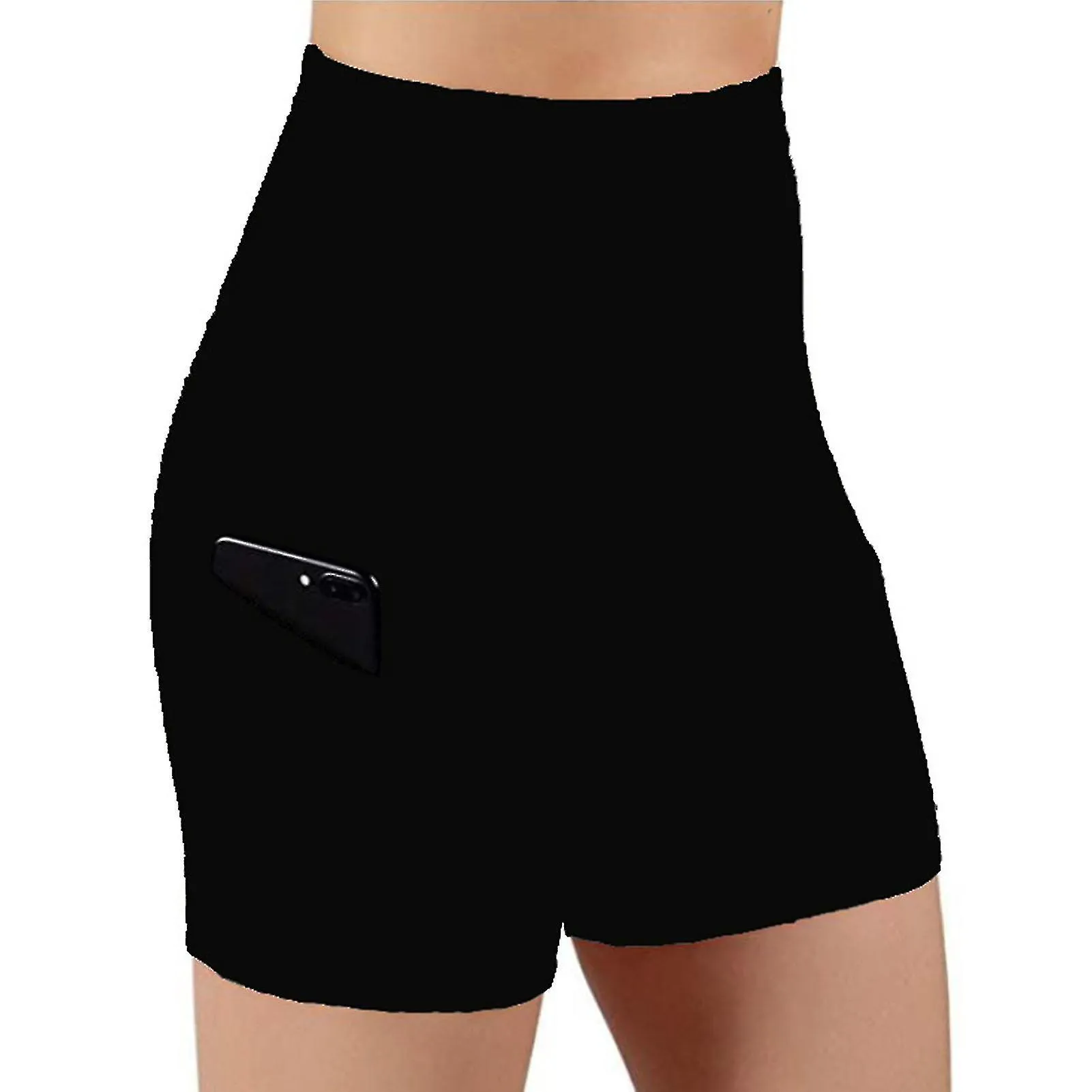Pantalones cortos de bicicleta de cintura alta para mujer con 2 bolsillos laterales Workout Running Yoga Shorts para Yoga Exerci
