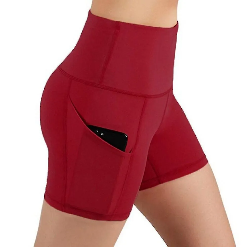 Pantalones cortos de yoga para mujeres de 3 "con bolsillos Cintura alta Control de barriga No transparente Entrenamiento Co