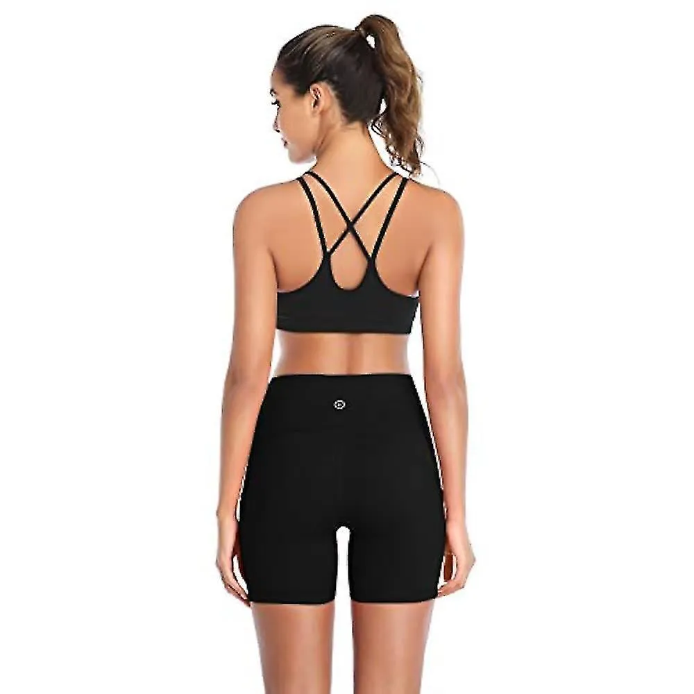 Pantalones cortos de yoga para mujeres de 3 "con bolsillos Cintura alta Control de barriga No transparente Entrenamiento Co