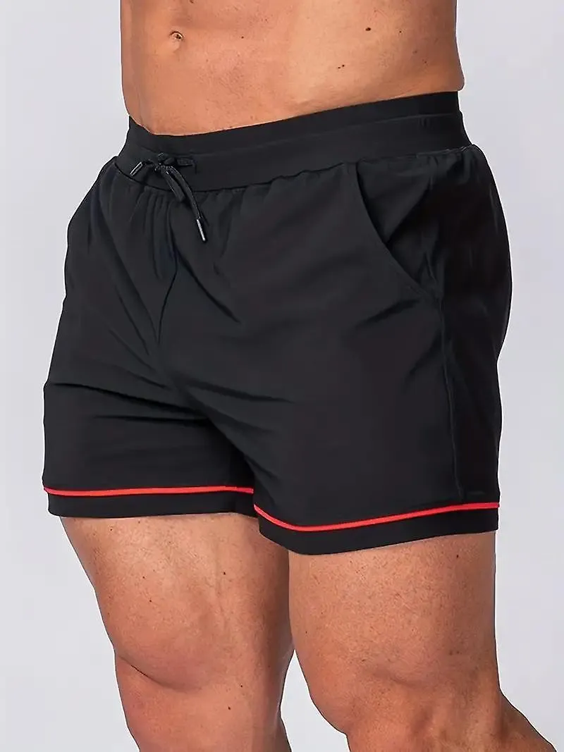 Pantalones cortos deportivos sólidos para hombres, pantalones cortos de tabla con cordón de cuerda de secado rápido y secado que