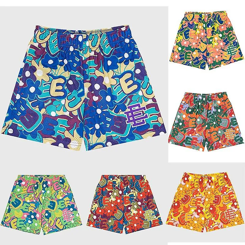  Pantalones cortos estampados de verano para hombres de malla transpirable músculo suelto fitness deportes gimnasio entrenamient