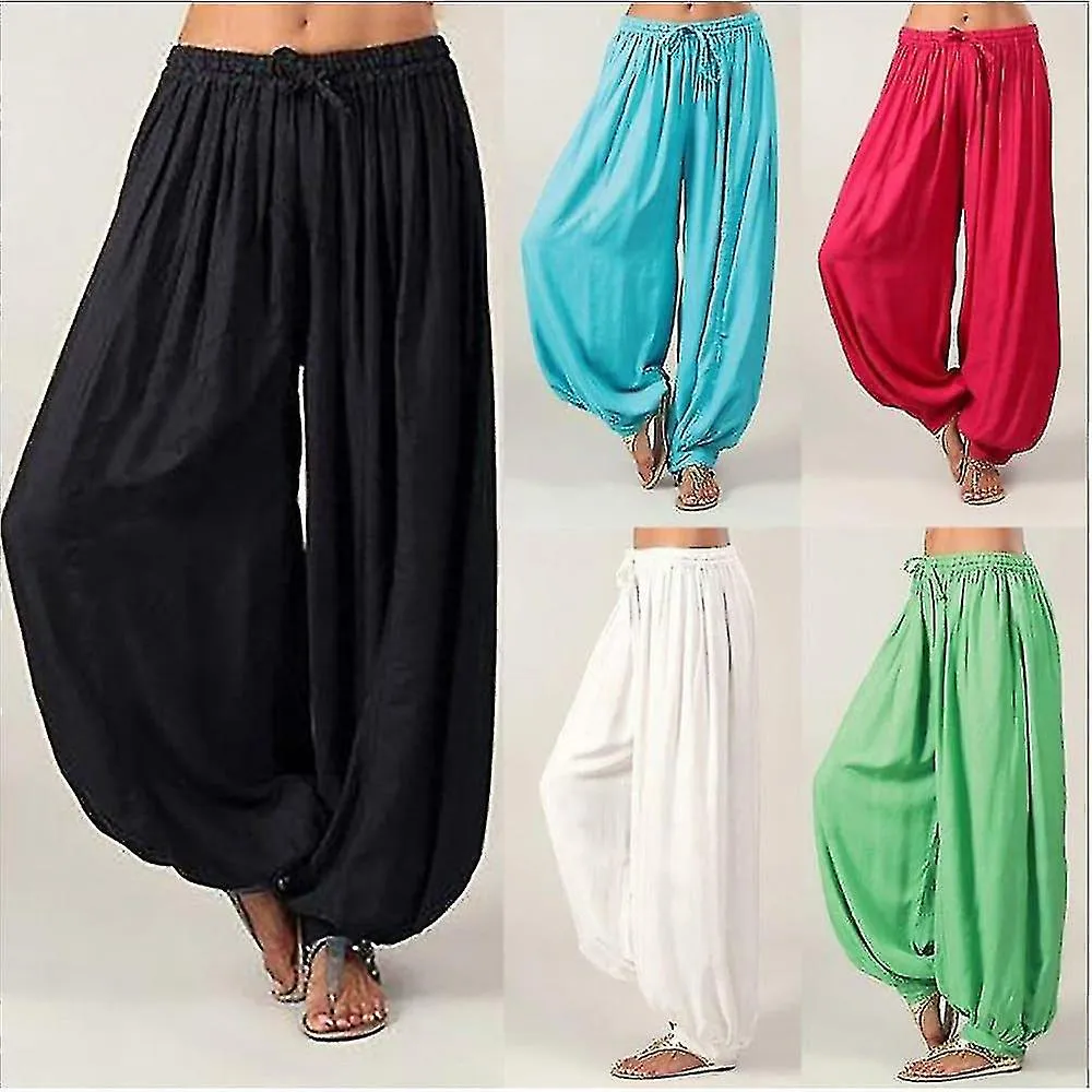 Pantalones de yoga para mujeres con cordón Harén Baggy Zumba Danza del vientre Yoga Bloomers Pantalones Verde Blanco Negro Depor