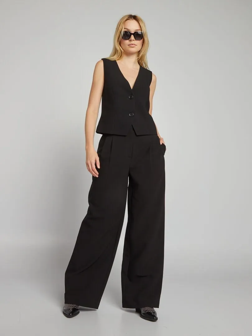 PANTALóN ANCHO DE TIRO ALTO  NEGRO