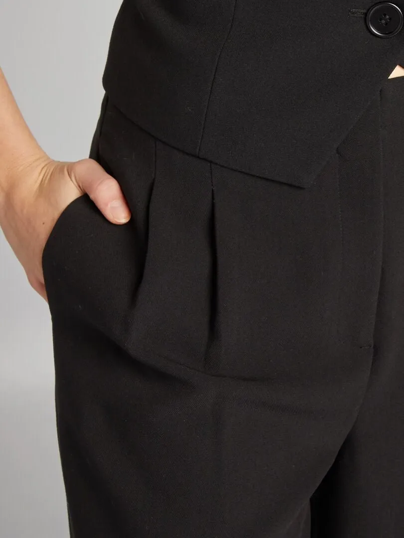 PANTALóN ANCHO DE TIRO ALTO  NEGRO