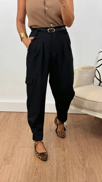 Pantalón Globo Cargo Negro