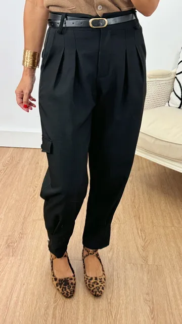 Pantalón Globo Cargo Negro