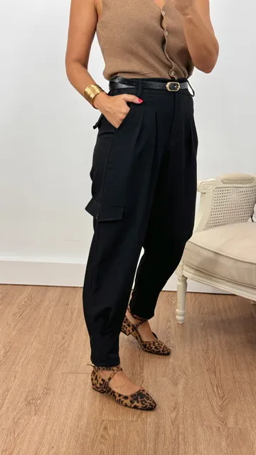 Pantalón Globo Cargo Negro