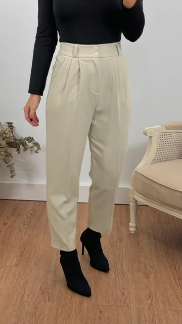 Pantalón Pinzas Beige