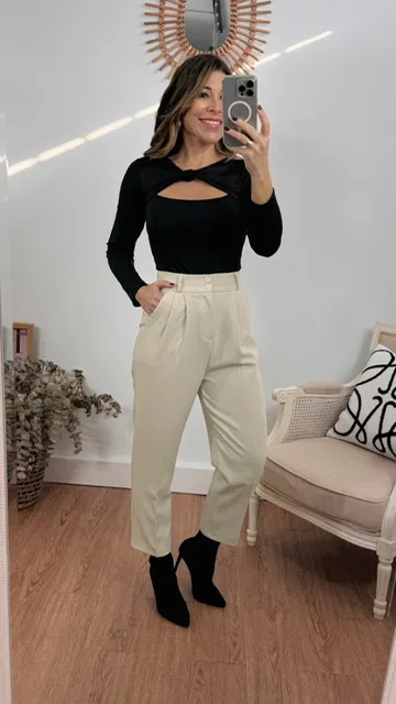 Pantalón Pinzas Beige