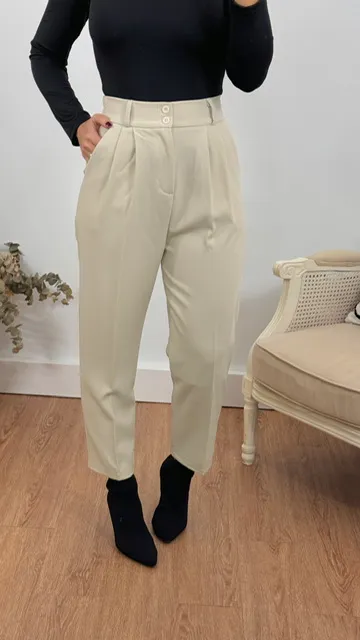 Pantalón Pinzas Beige