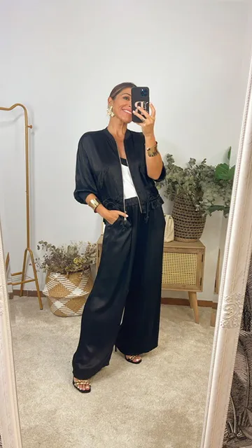 Pantalón Satinado negro