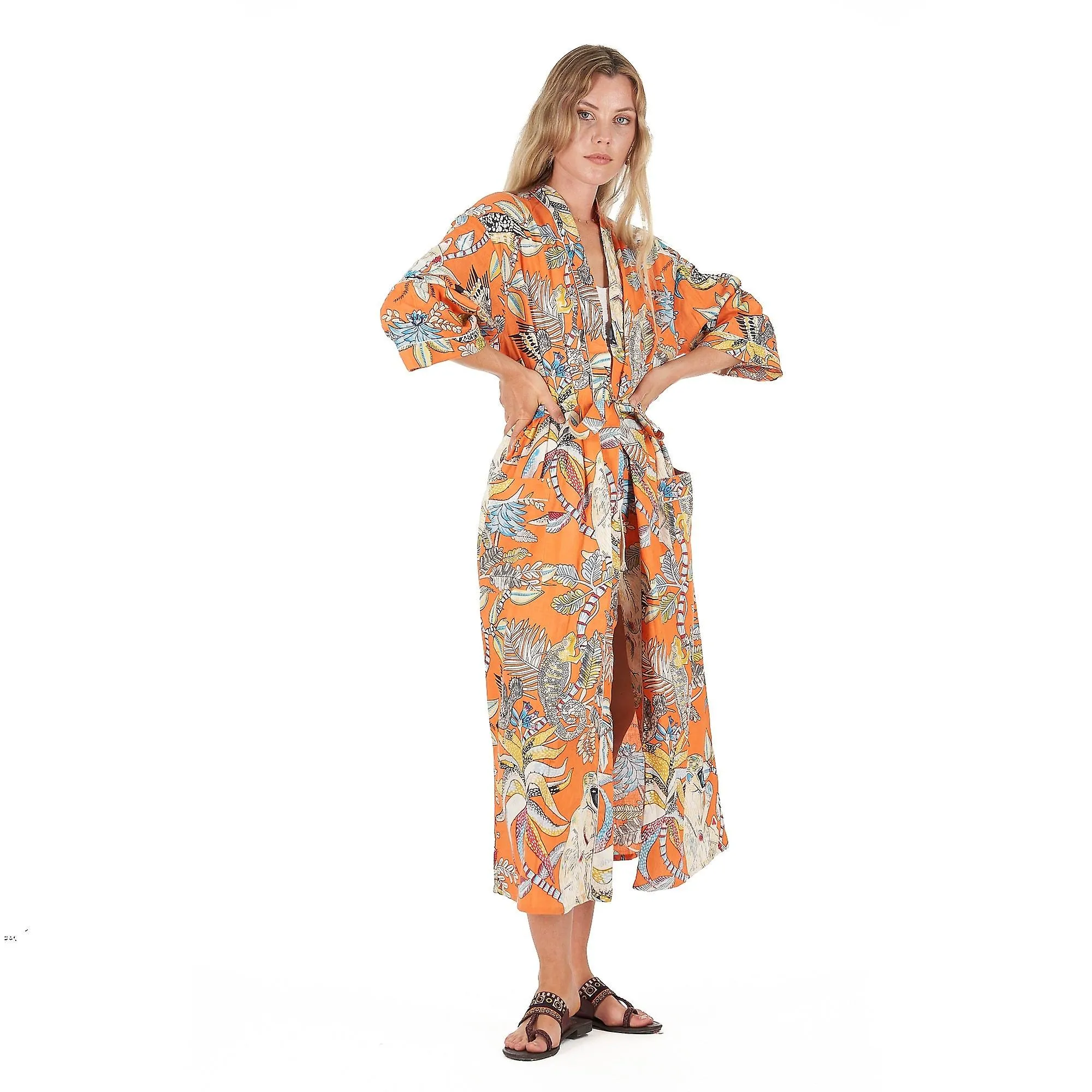 Paradise petals'  cotton kimono robe for women