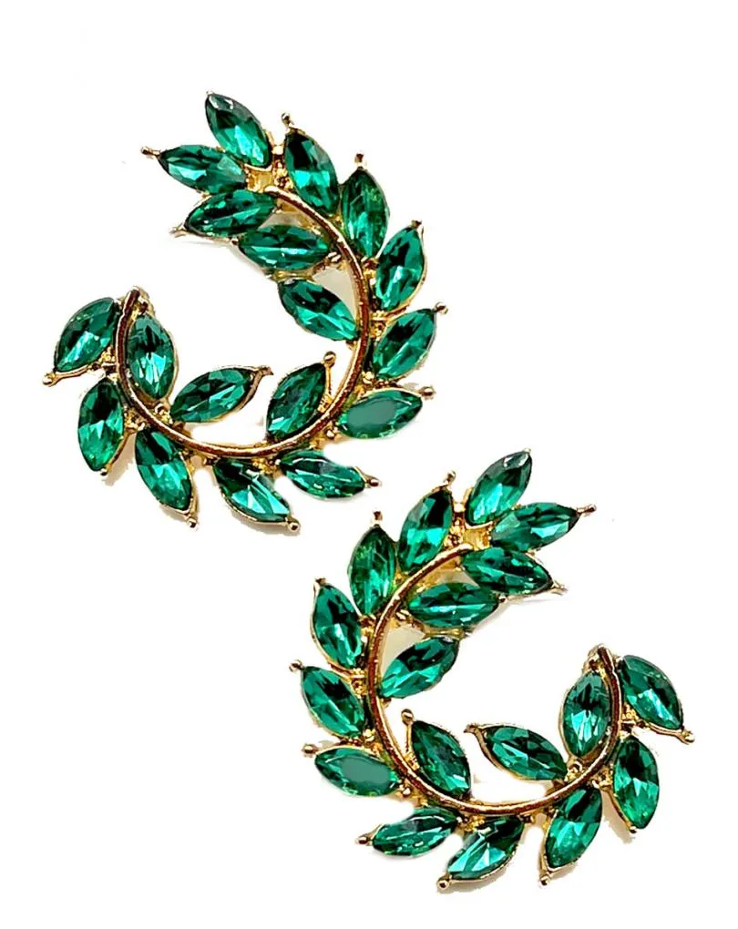 PENDIENTES VERDES PARA FIESTA CON DISEÑO SEMICIRCULAR