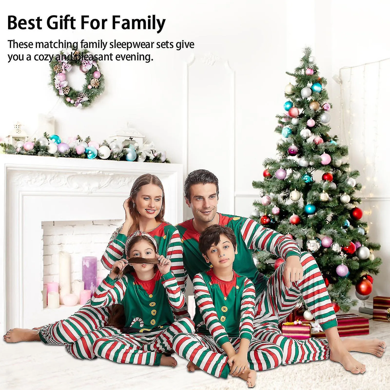 Pijama de Navidad Familia Papá Mamá Niños Niñas Ropa de noche Xmas Nightwear Set