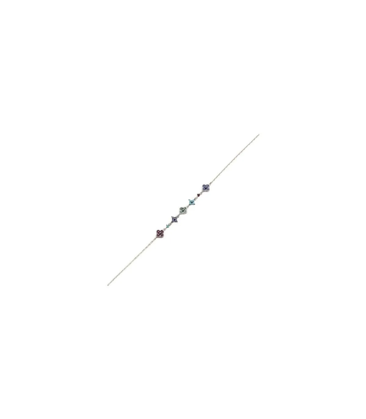 PULSERA AGATHA DE CADENA BELOVED PLATA CON BAñO RODIO Y FLORECITAS MULTICOLOR  2420776255TU