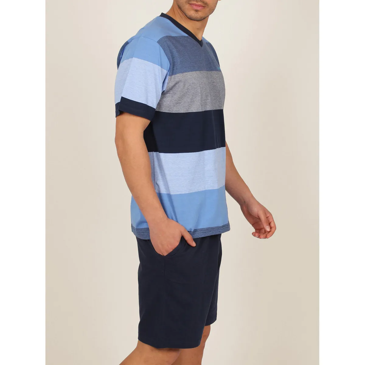 Ropa interior camiseta de pijamas cortos Stay Stripes azul