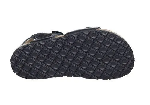 Sandalia Bio Piel Azul Con Hebilla y Velcro