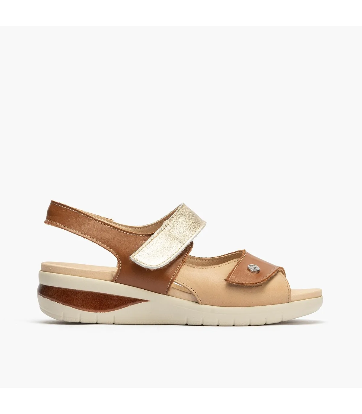 Sandalia de mujer con velcro MARRON CLARO