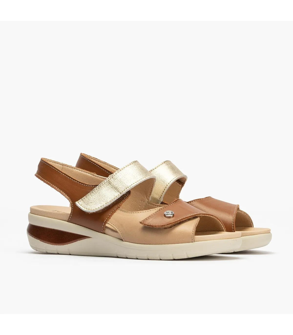 Sandalia de mujer con velcro MARRON CLARO