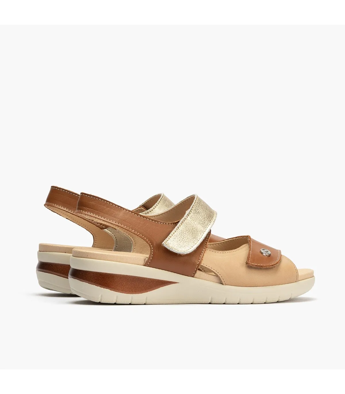 Sandalia de mujer con velcro MARRON CLARO