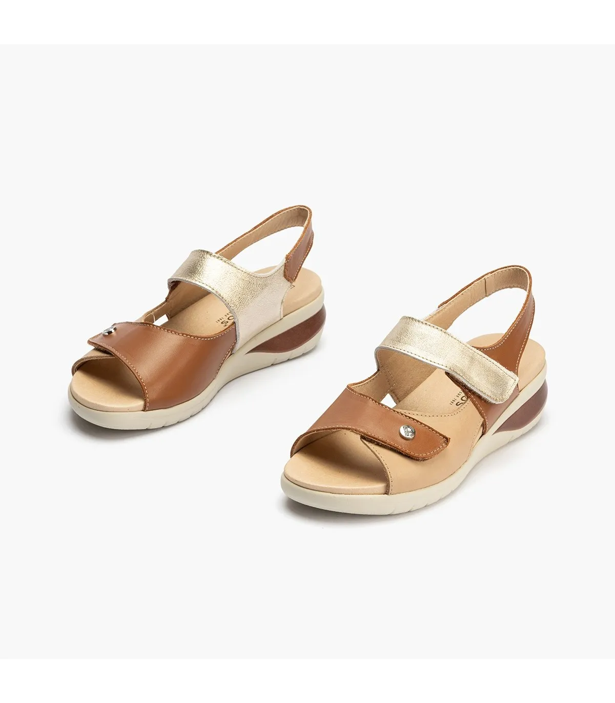 Sandalia de mujer con velcro MARRON CLARO