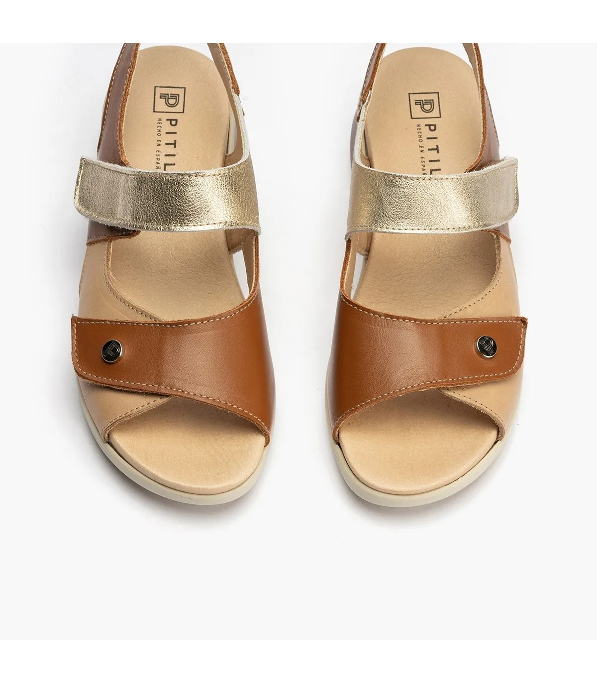 Sandalia de mujer con velcro MARRON CLARO