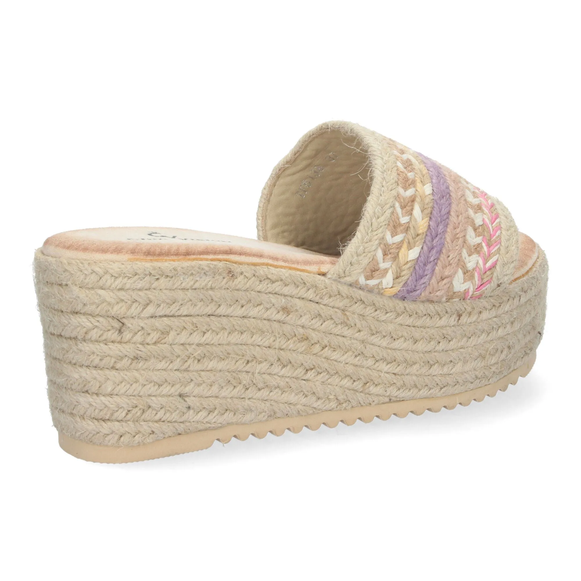 Sandalias de plataforma en yute étnica para mujer rosa TF5138