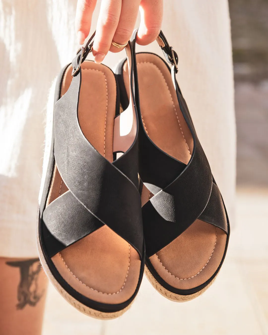 SANDALIAS DE PLATAFORMA PARA MUJER EN NEGRO  ENOLA
