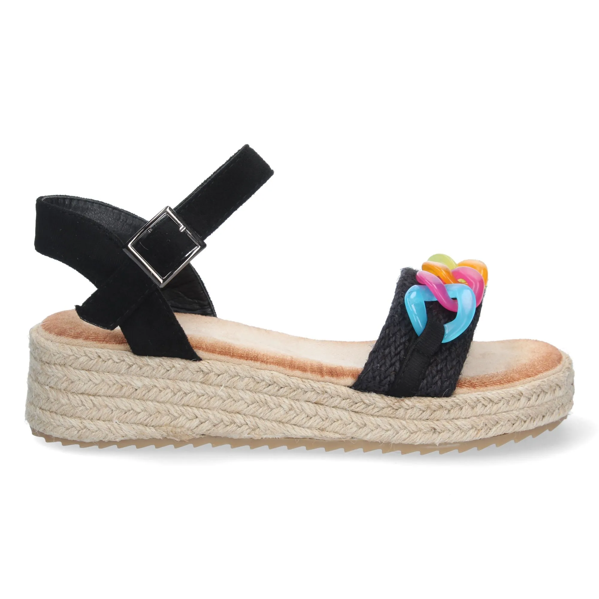 Sandalias de plataforma y hebilla para mujer color negro