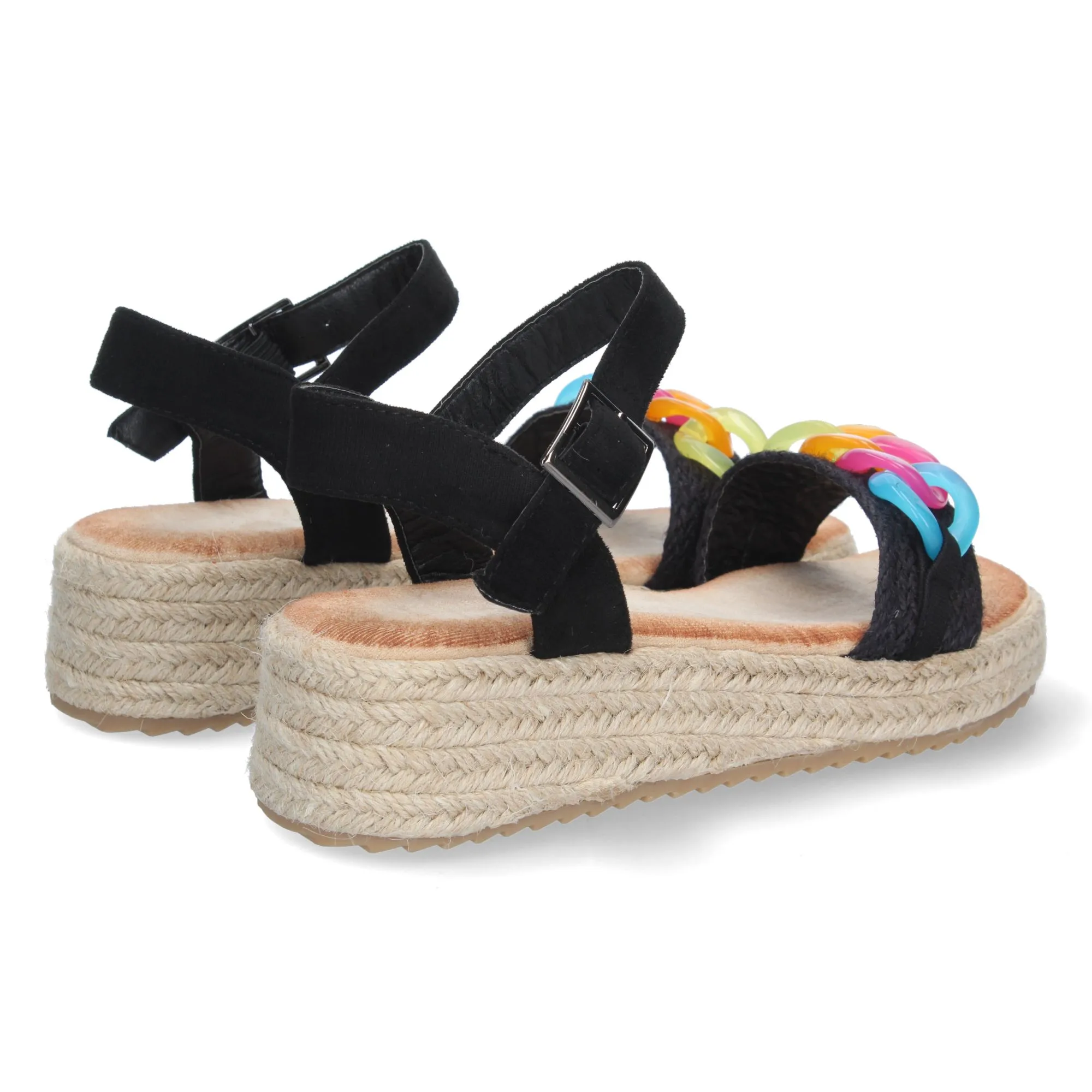 Sandalias de plataforma y hebilla para mujer color negro
