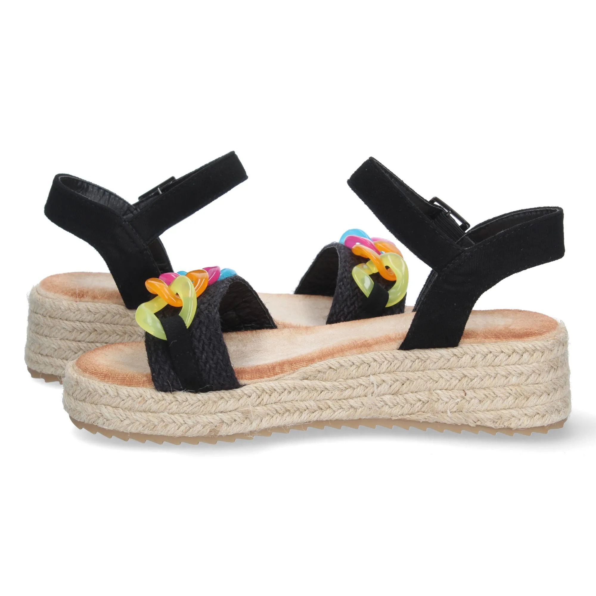 Sandalias de plataforma y hebilla para mujer color negro
