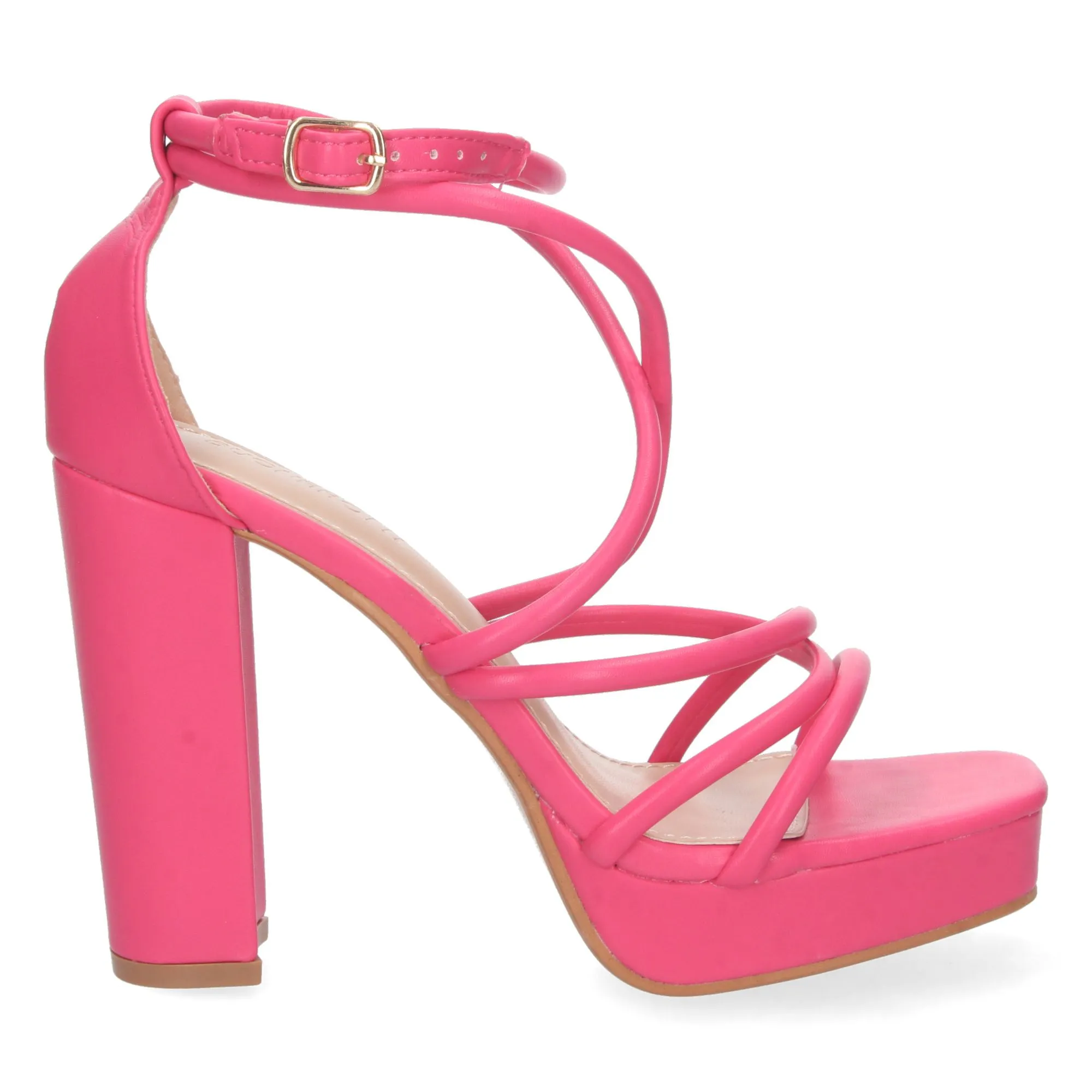 Sandalias de tacon para fiesta con mini plataforma mujer fucsia