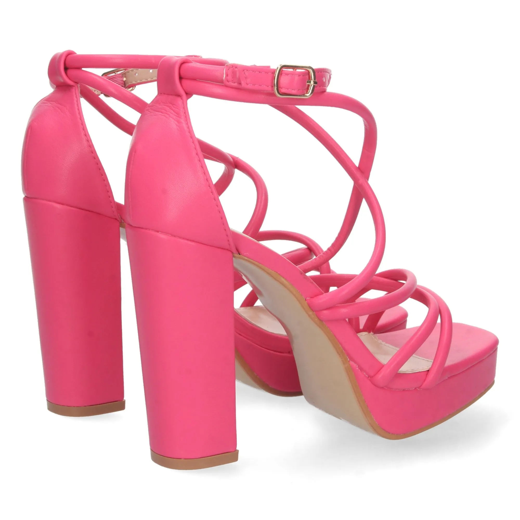 Sandalias de tacon para fiesta con mini plataforma mujer fucsia