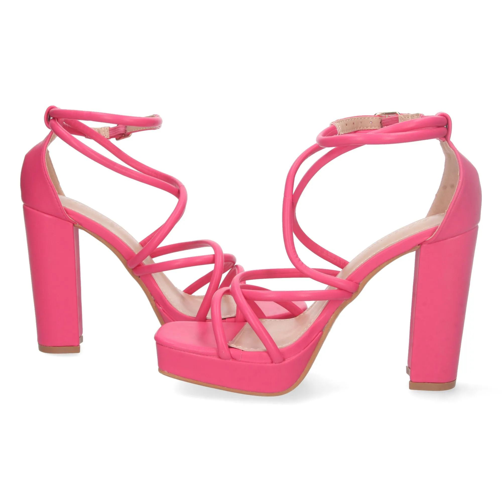 Sandalias de tacon para fiesta con mini plataforma mujer fucsia