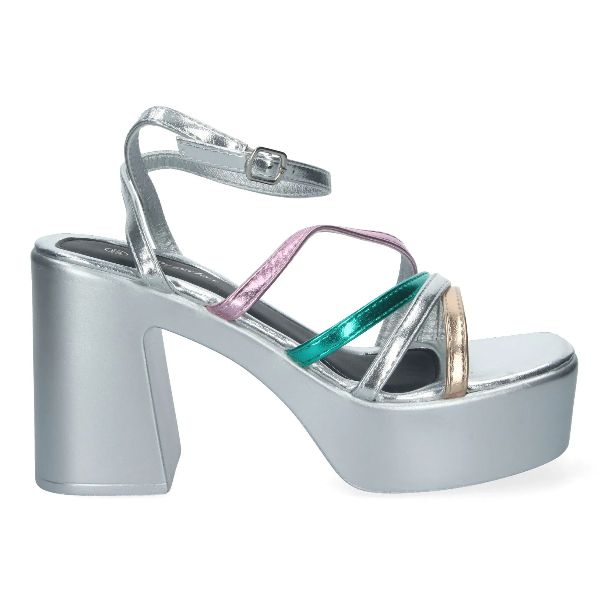 Sandalias de tacón y plataforma de vestir para mujer multicolor 043
