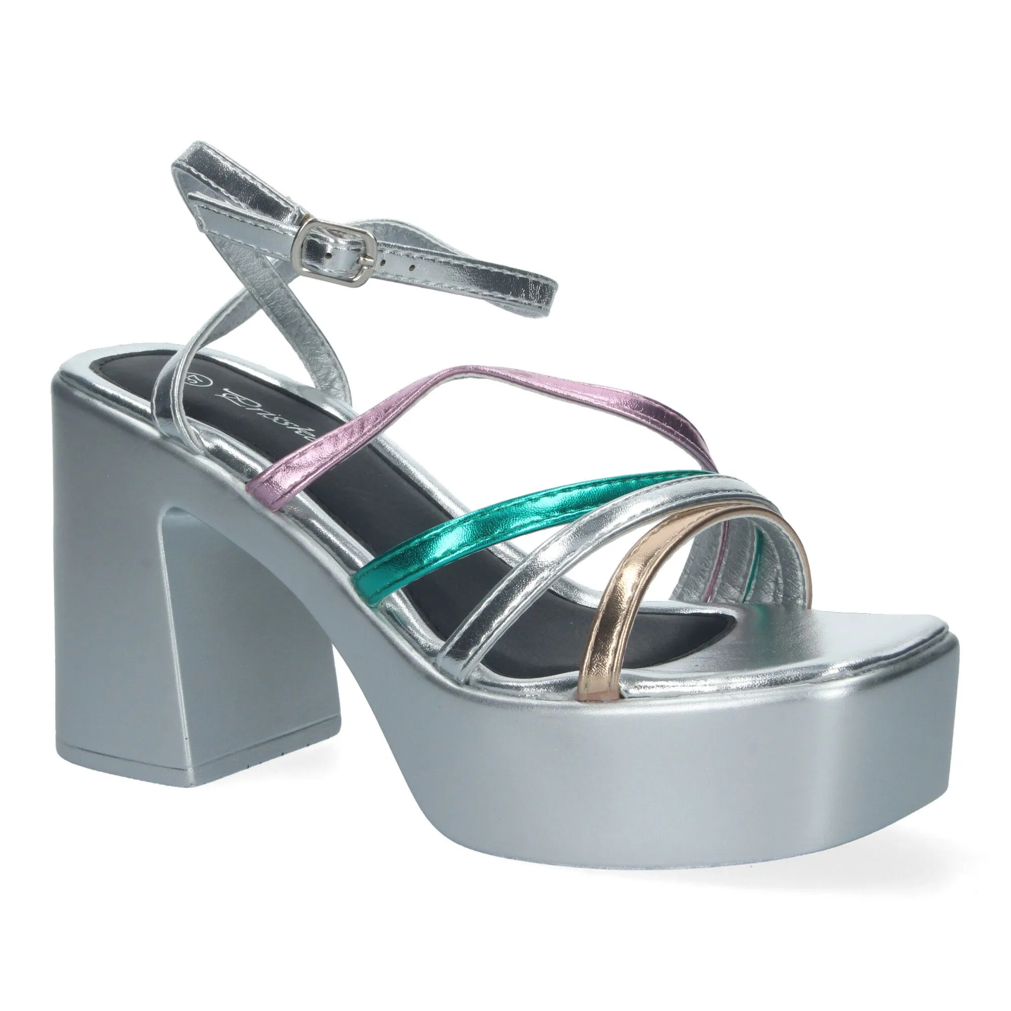 Sandalias de tacón y plataforma de vestir para mujer multicolor 043