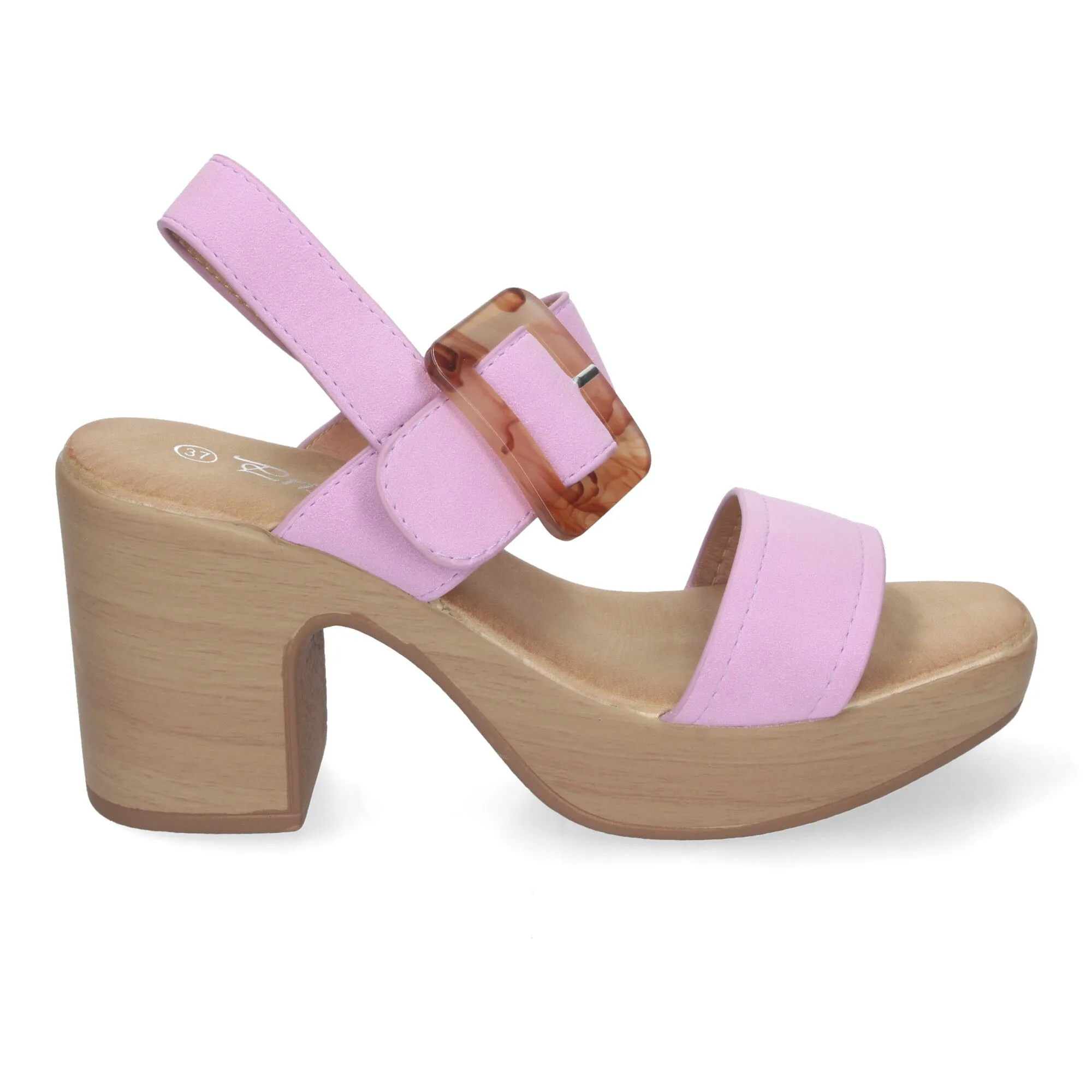 SANDALIAS DE TACóN Y PLATAFORMA PARA MUJER HEBILLA NACARADA COLOR LILA XFH785