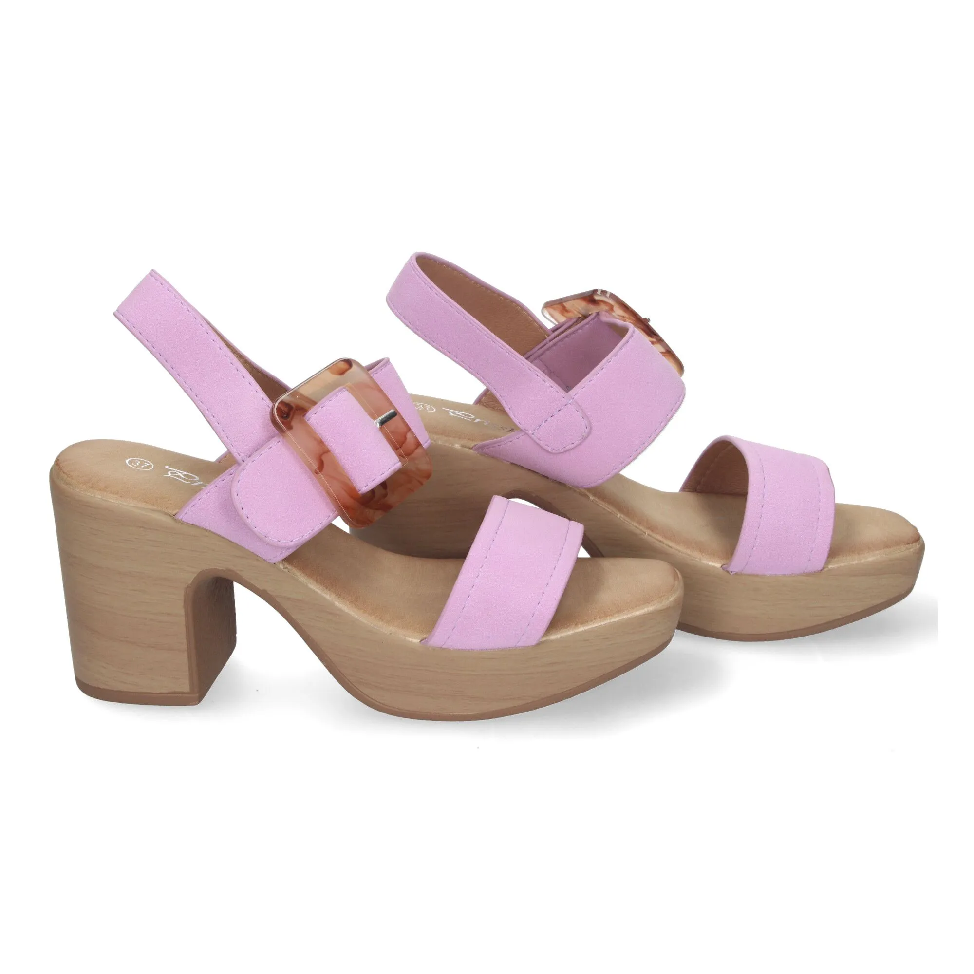 SANDALIAS DE TACóN Y PLATAFORMA PARA MUJER HEBILLA NACARADA COLOR LILA XFH785