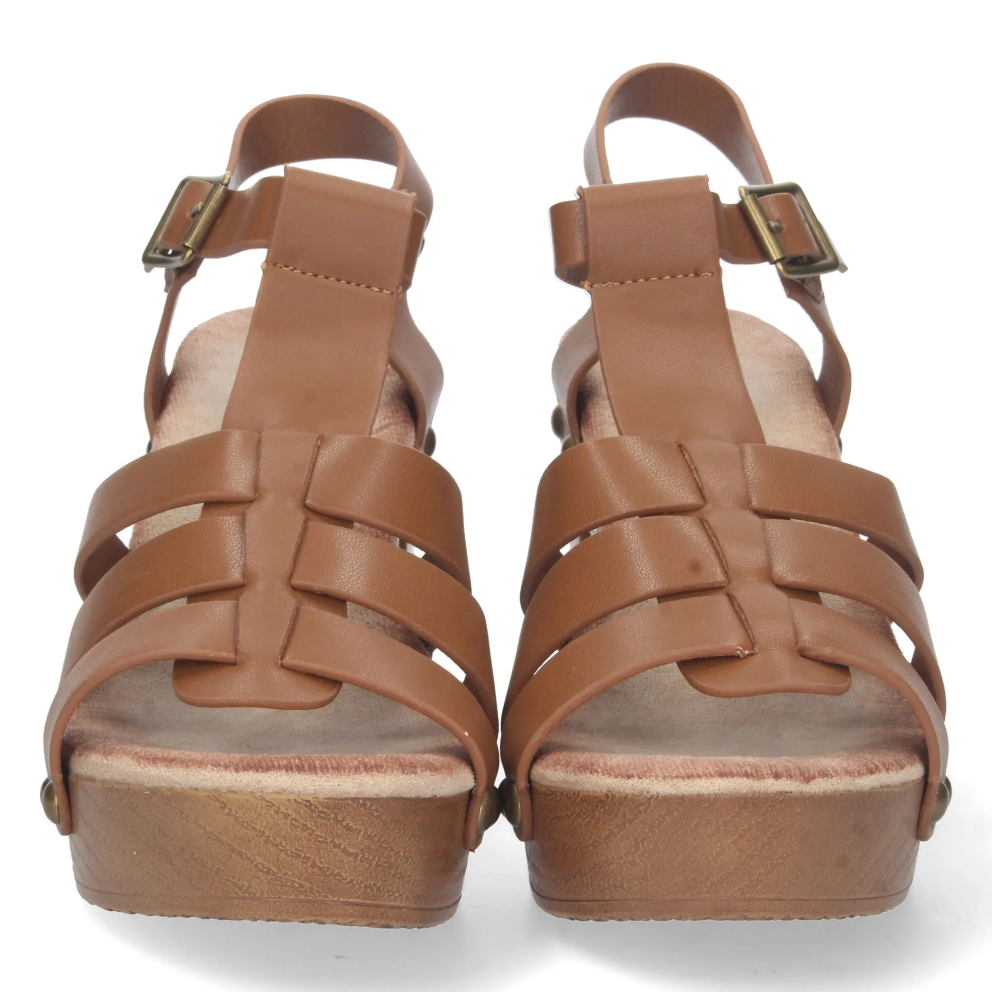 Sandalias tacón y plataforma para mujer marrón