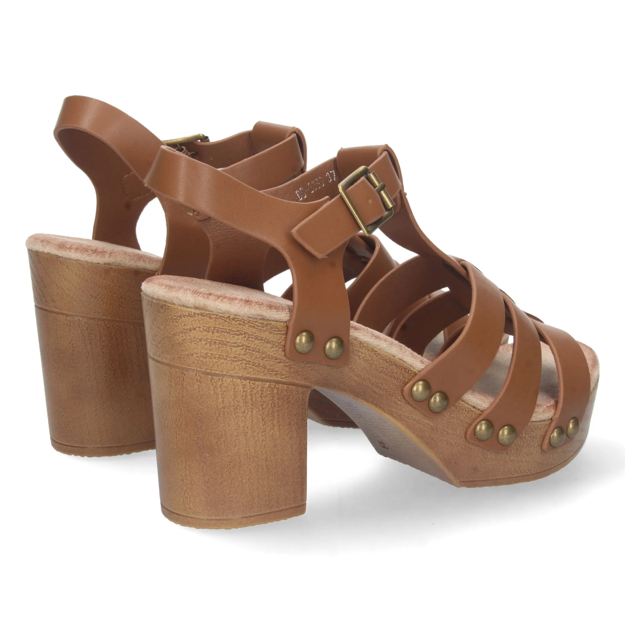 Sandalias tacón y plataforma para mujer marrón