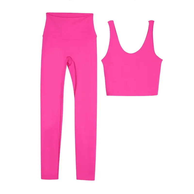 Set de yoga para mujeres Leggins de cintura de 2 piezas con sujetador de ropa de gimnasio